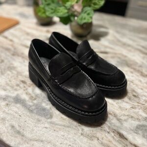 Free People Black Women's Leather Penny Loafers
